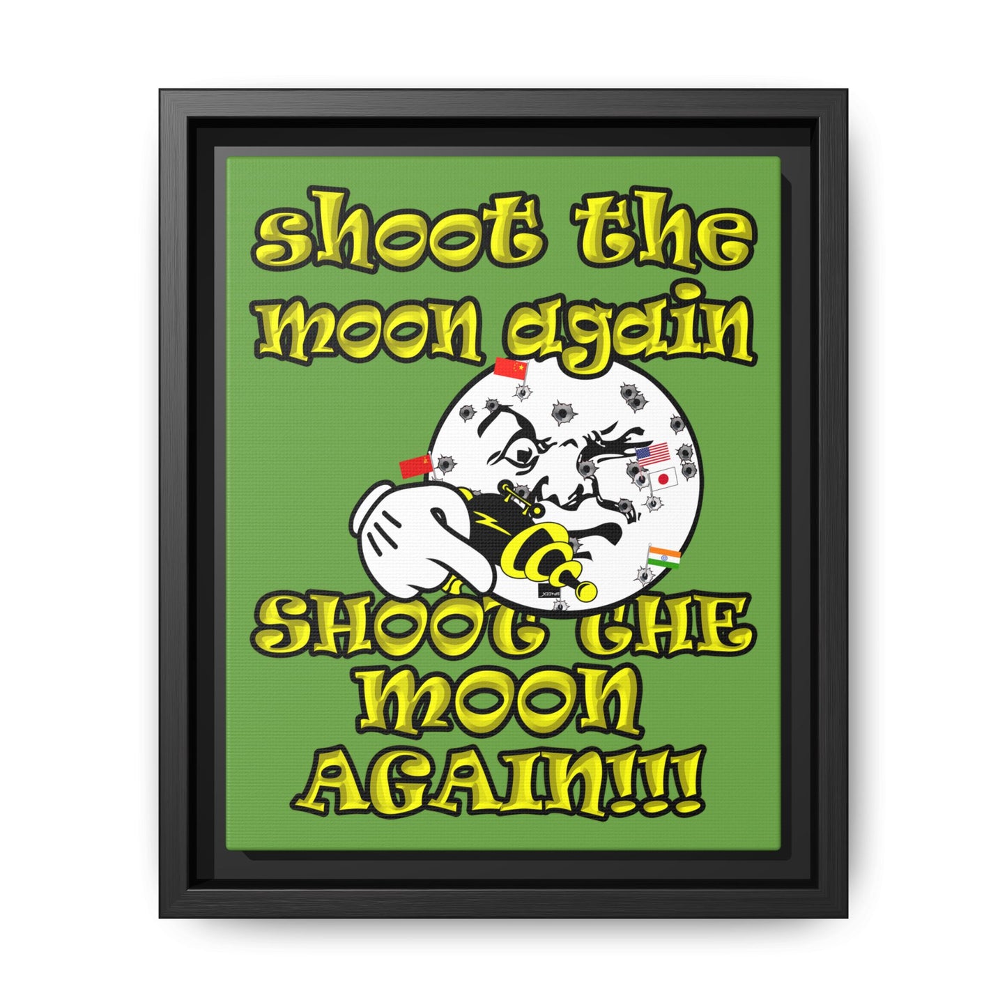 shoot the moon again - framed canvas art (green)