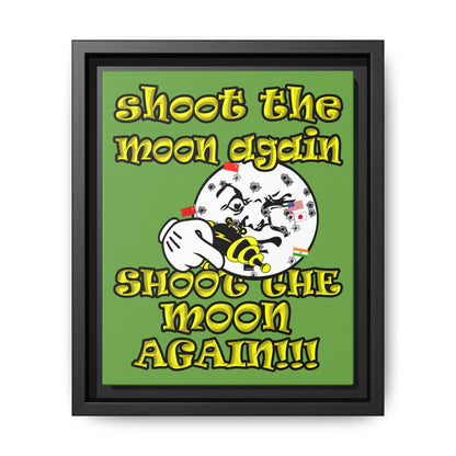 shoot the moon again - framed canvas art (green)