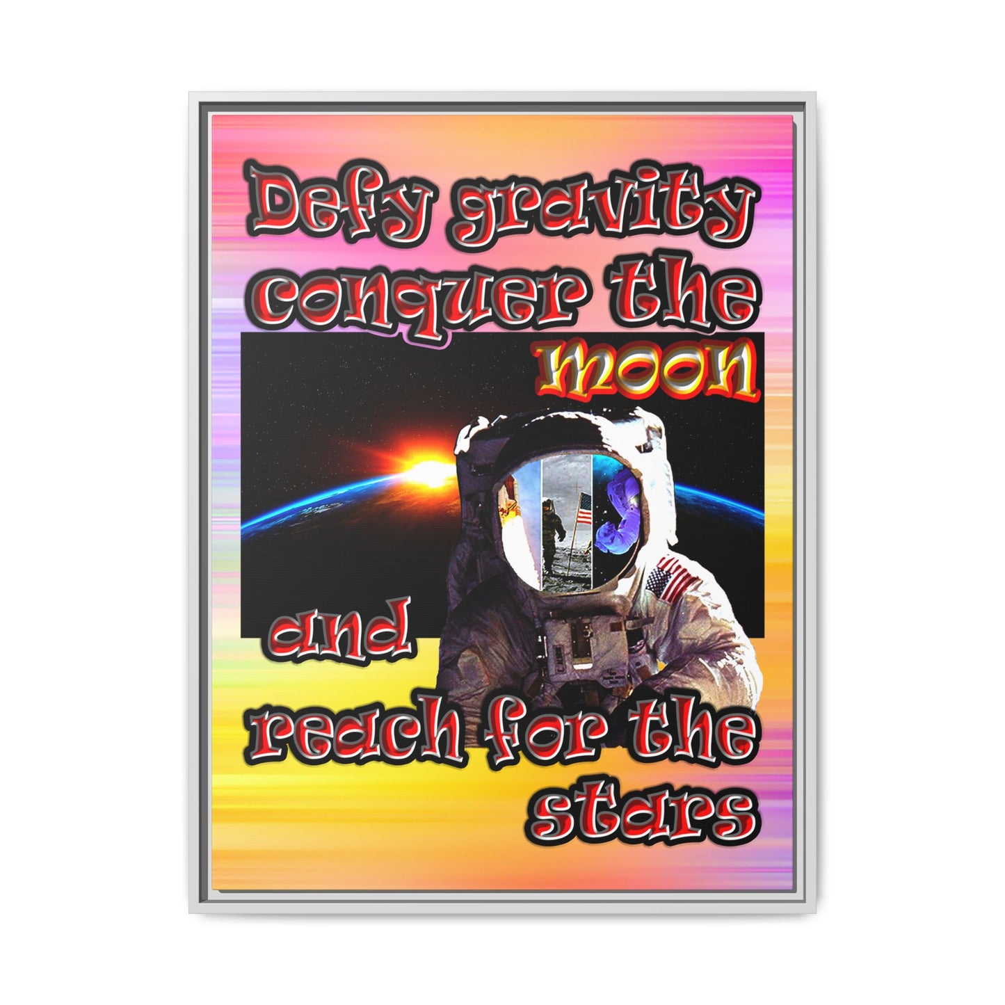 defy conquer reach - framed canvas art (color blur)