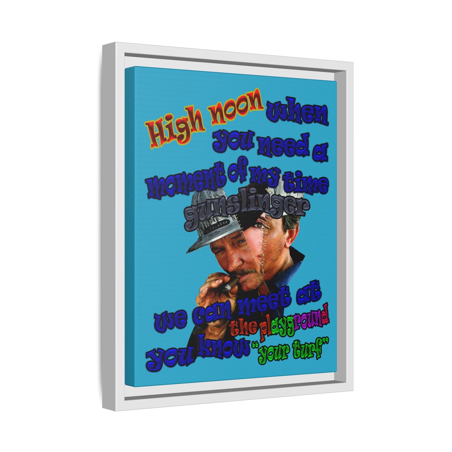 high noon - framed canvas art (turquoise)