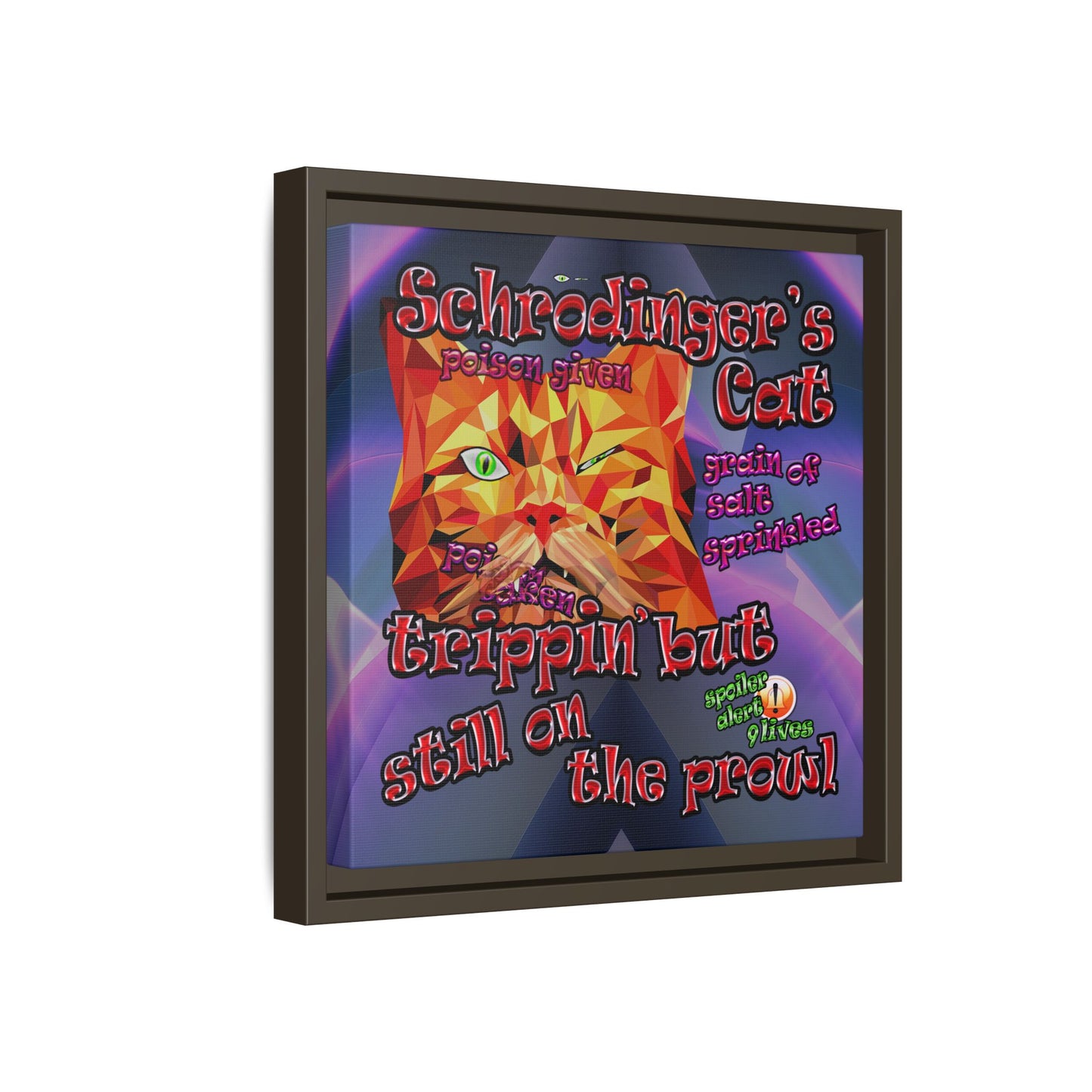 schrodinger's cat - framed canvas art (grey-pink wave)
