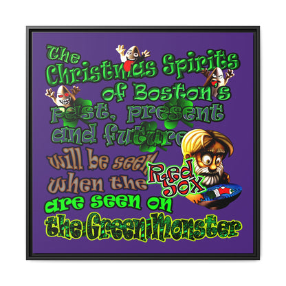 christmas spirits of boston - framed canvas art (purple)