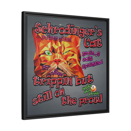 schrodinger's cat - framed canvas art (grey-light grey)