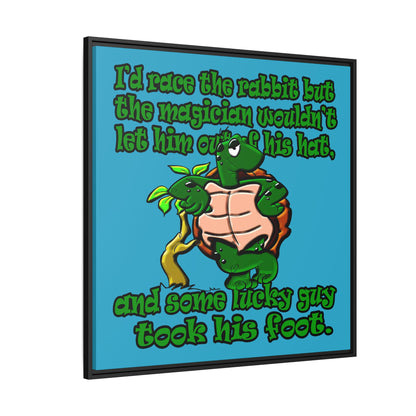 turtle race - framed canvas art (turquoise)