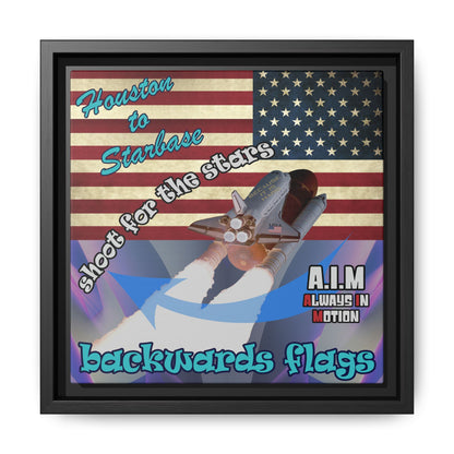 shoot for the stars - framed canvas art (grey-pink wave)