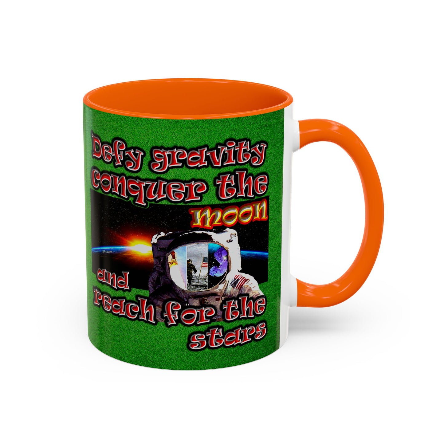 defy conquer reach - Accent Mug (green turf)