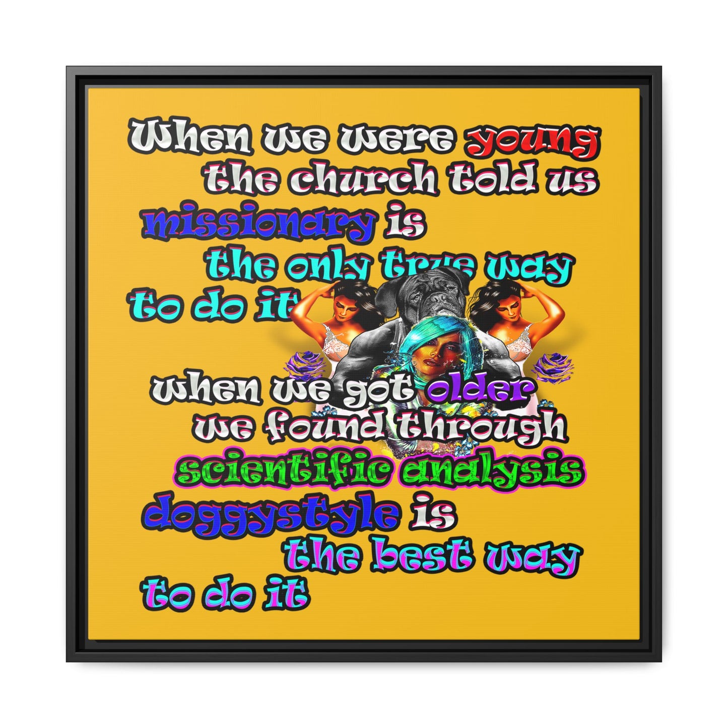 doggystyle - framed canvas art (yellow)