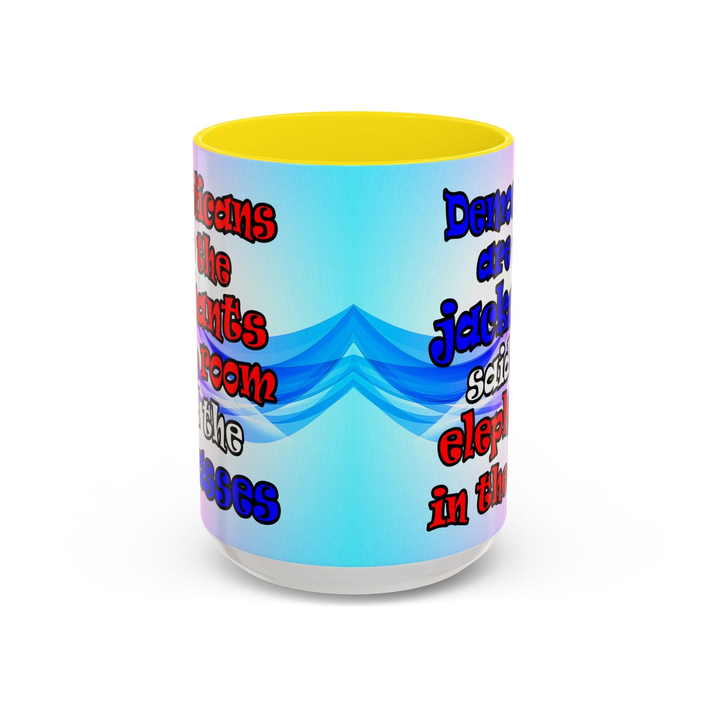 donkeys and elephants - Accent Mug (light blue-pink wave)