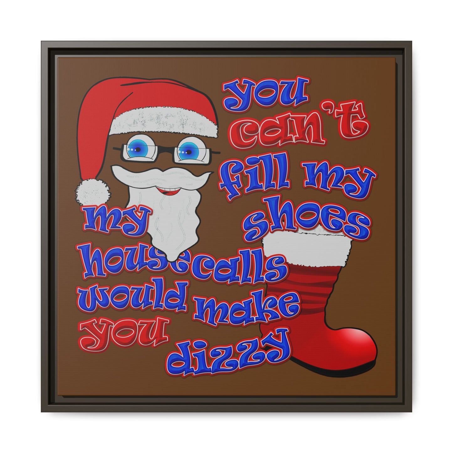 santa's shoes - framed canvas art (brown)