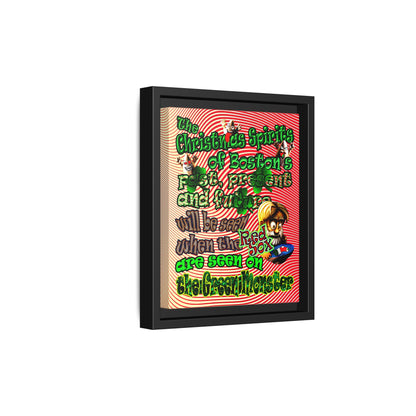 christmas spirits of boston - framed canvas art (yellow-orange wave)