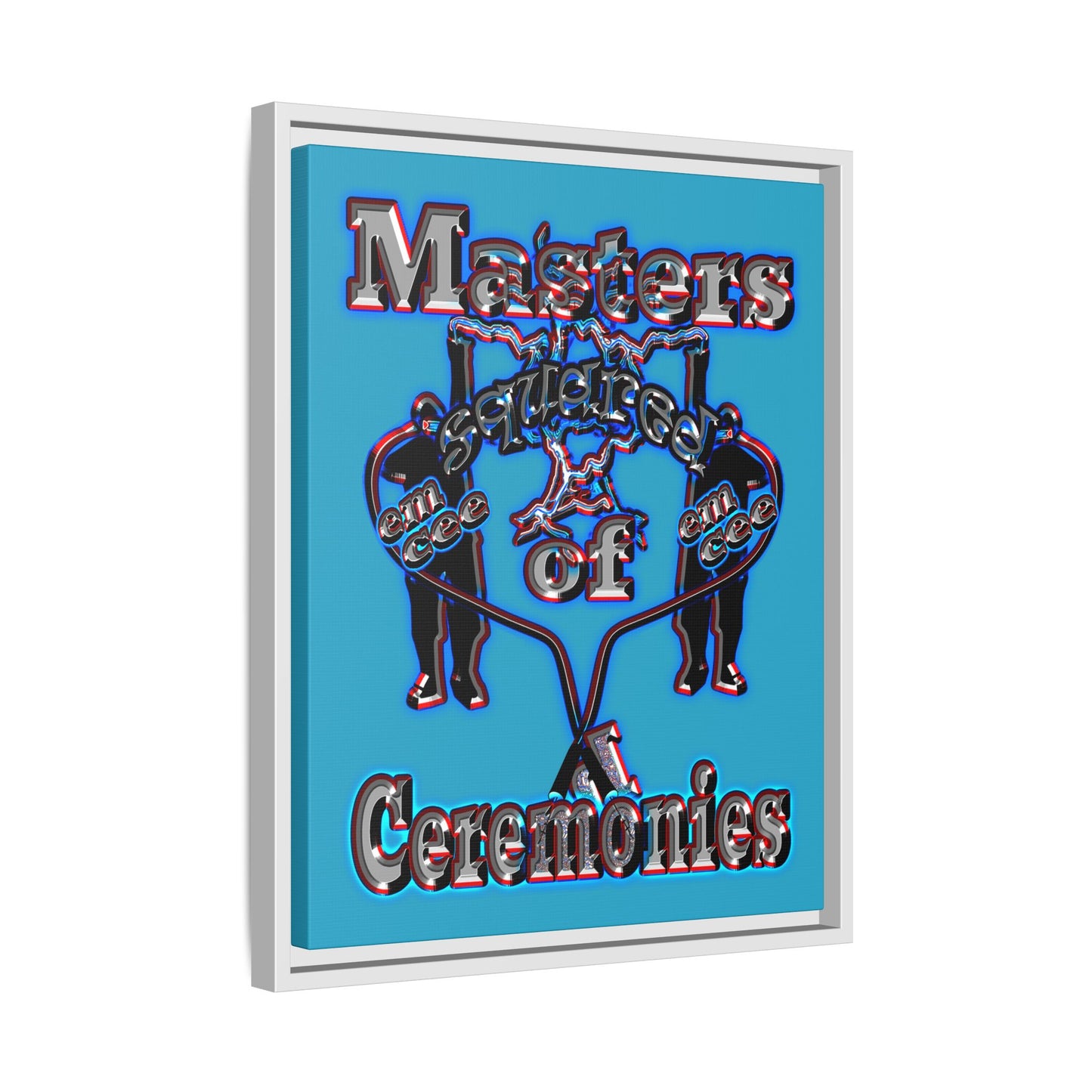 em cee squared - framed canvas art (turquoise)