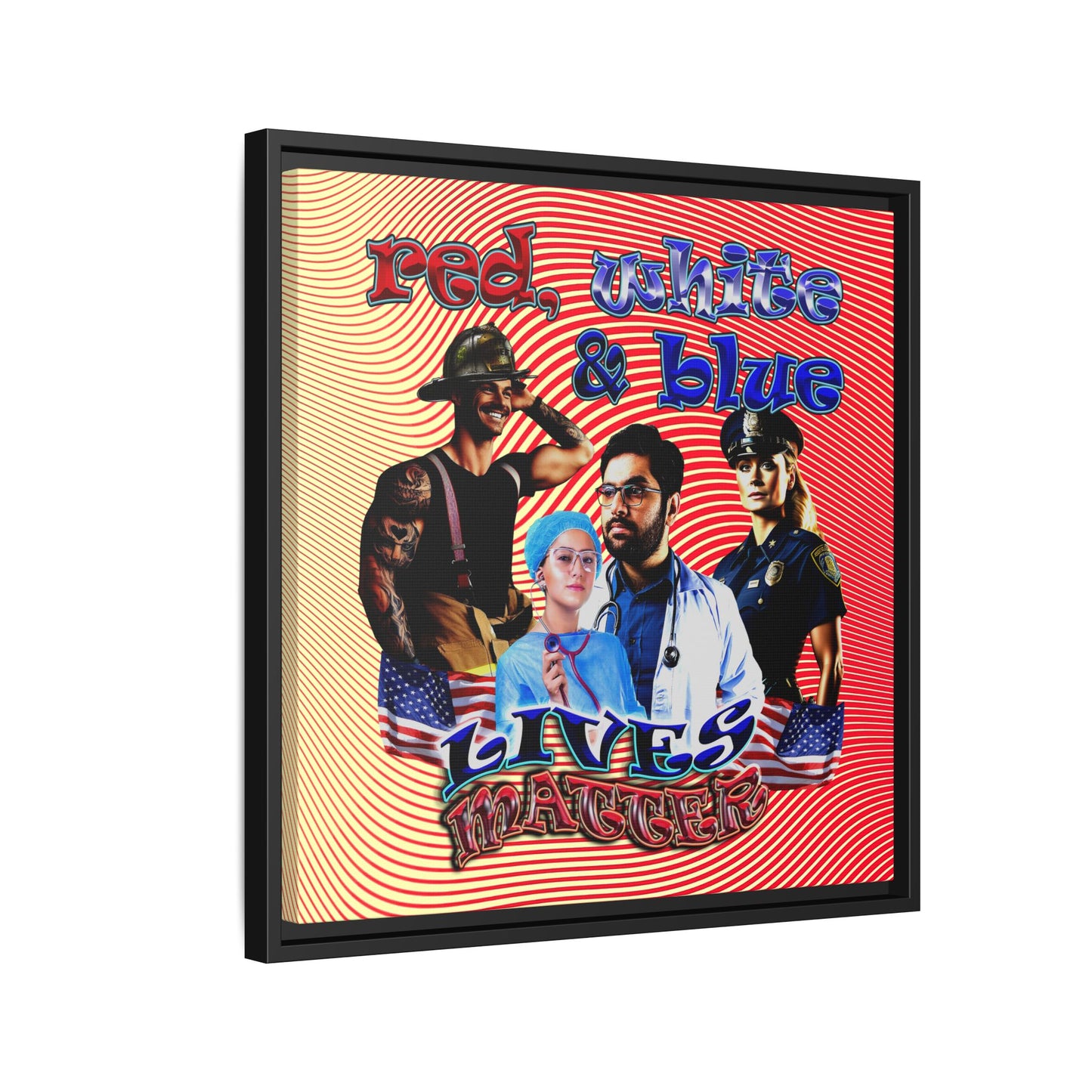 rw&b lives matter - framed canvas art (yellow-orange wave)