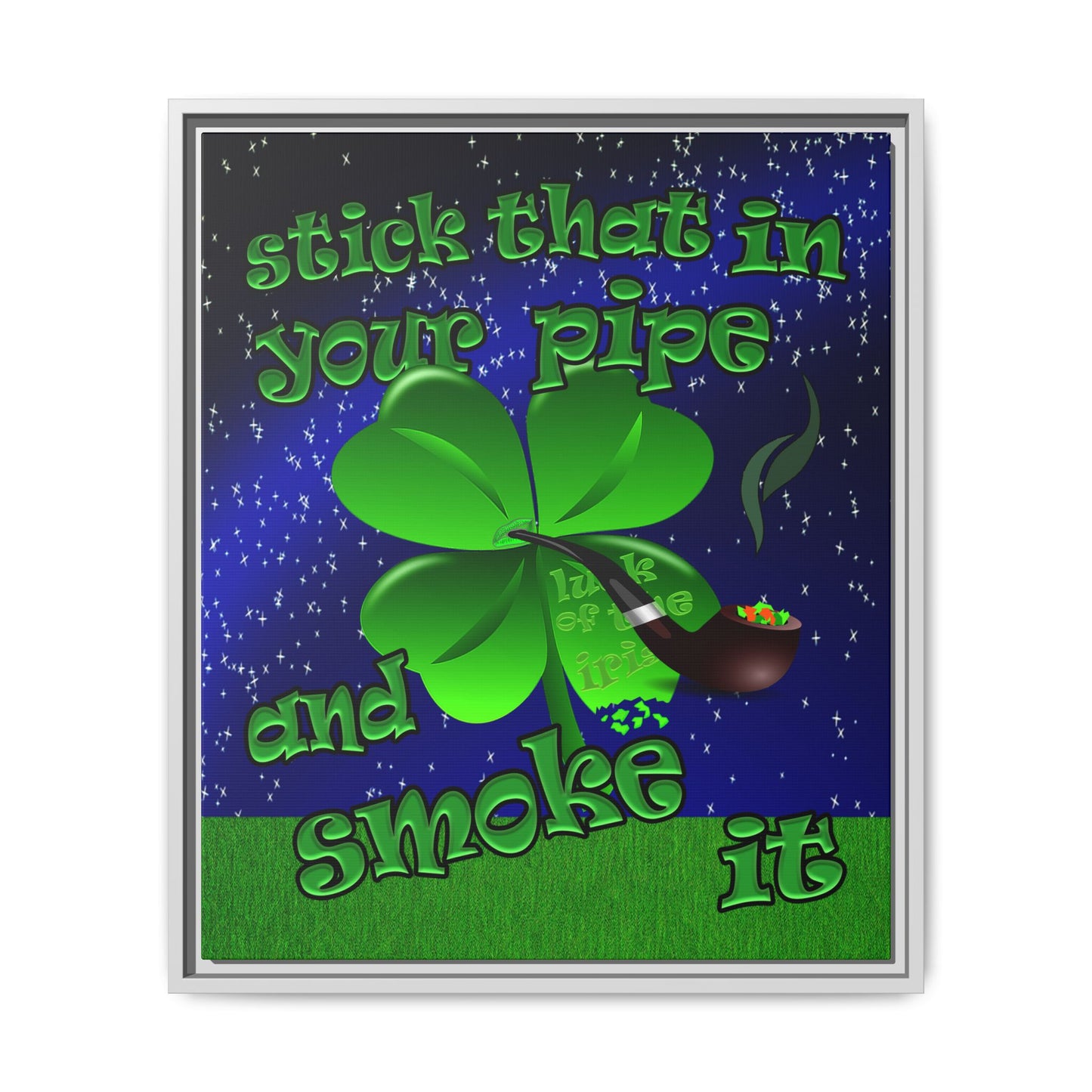 stick that in your pipe and smoke it - framed canvas art ('snoops' background)