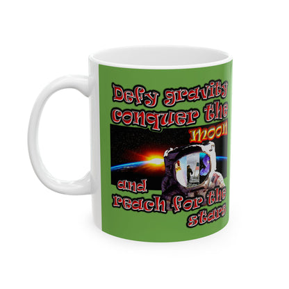defy conquer reach - White Mug (green)