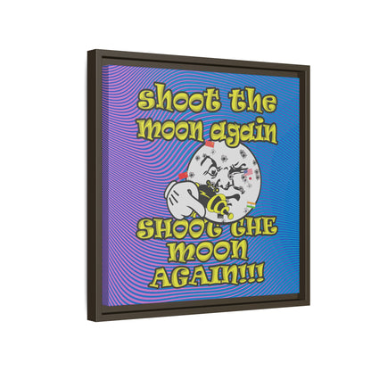 shoot the moon again - framed canvas art (light blue-purple wave)
