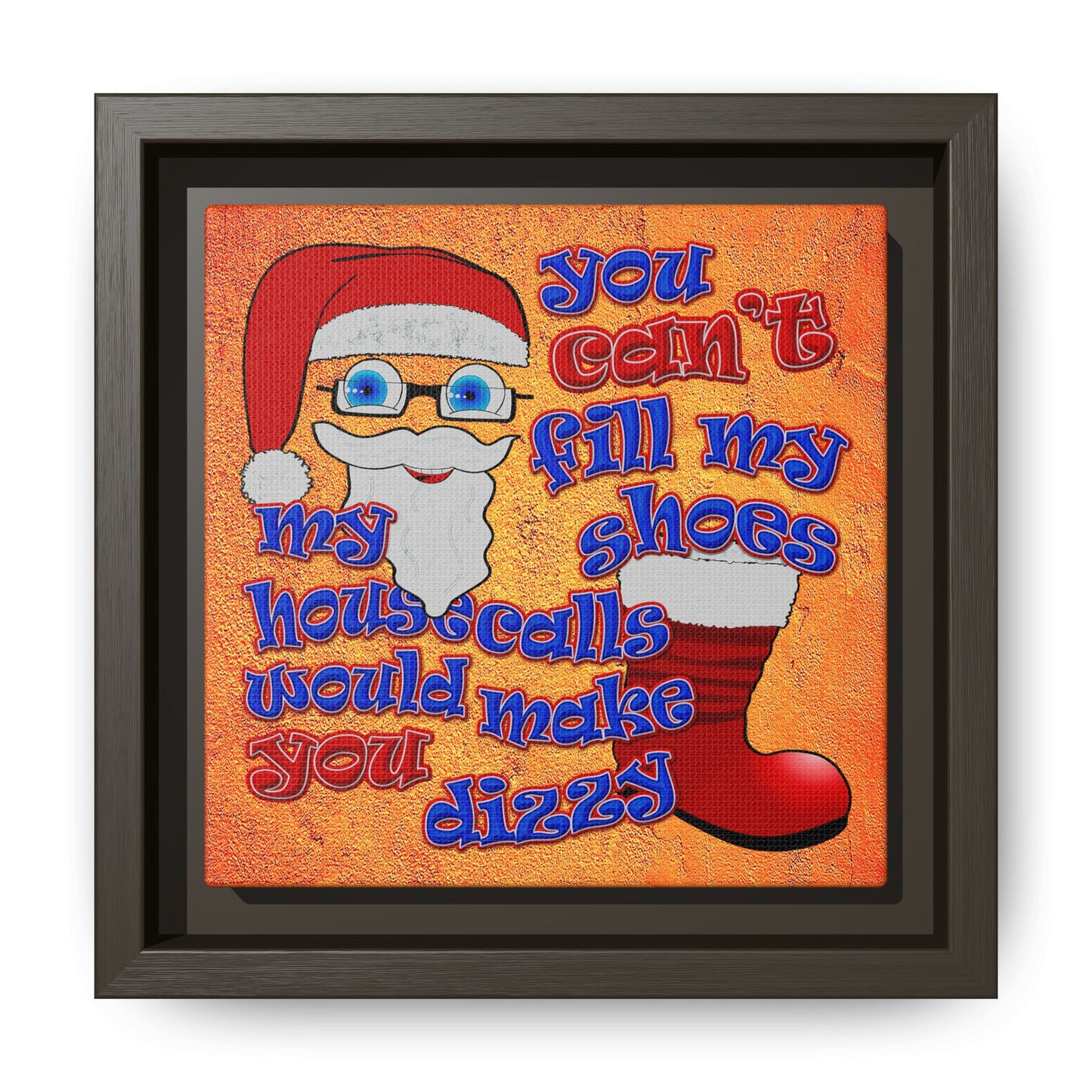 santa's shoes - framed canvas art (burnt orange)