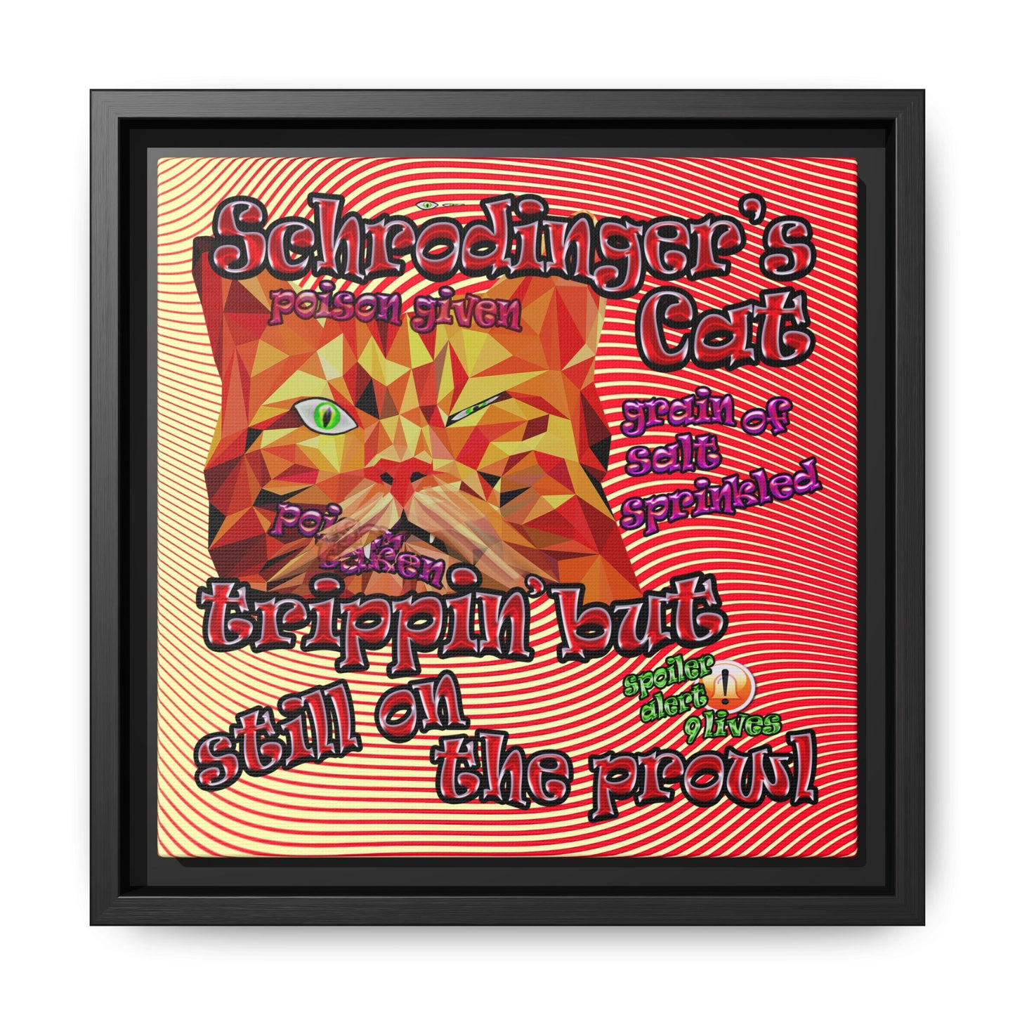 schrodinger's cat - framed canvas art (yellow-orange wave)