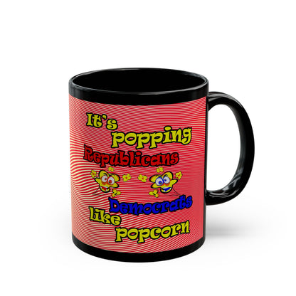 popping like popcorn - Black Mug (yellow-orange wave)