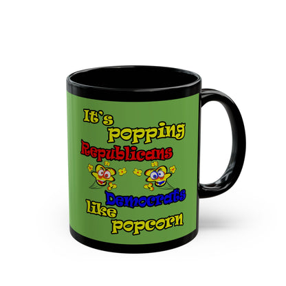 popping like popcorn - Black Mug (green)