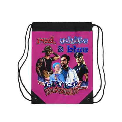rw&b lives matter - Drawstring Bag (pink)