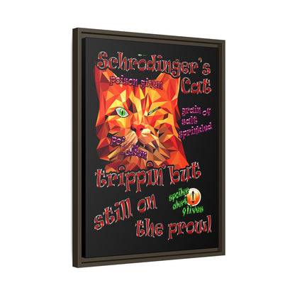schrodinger's cat - framed canvas art (black)