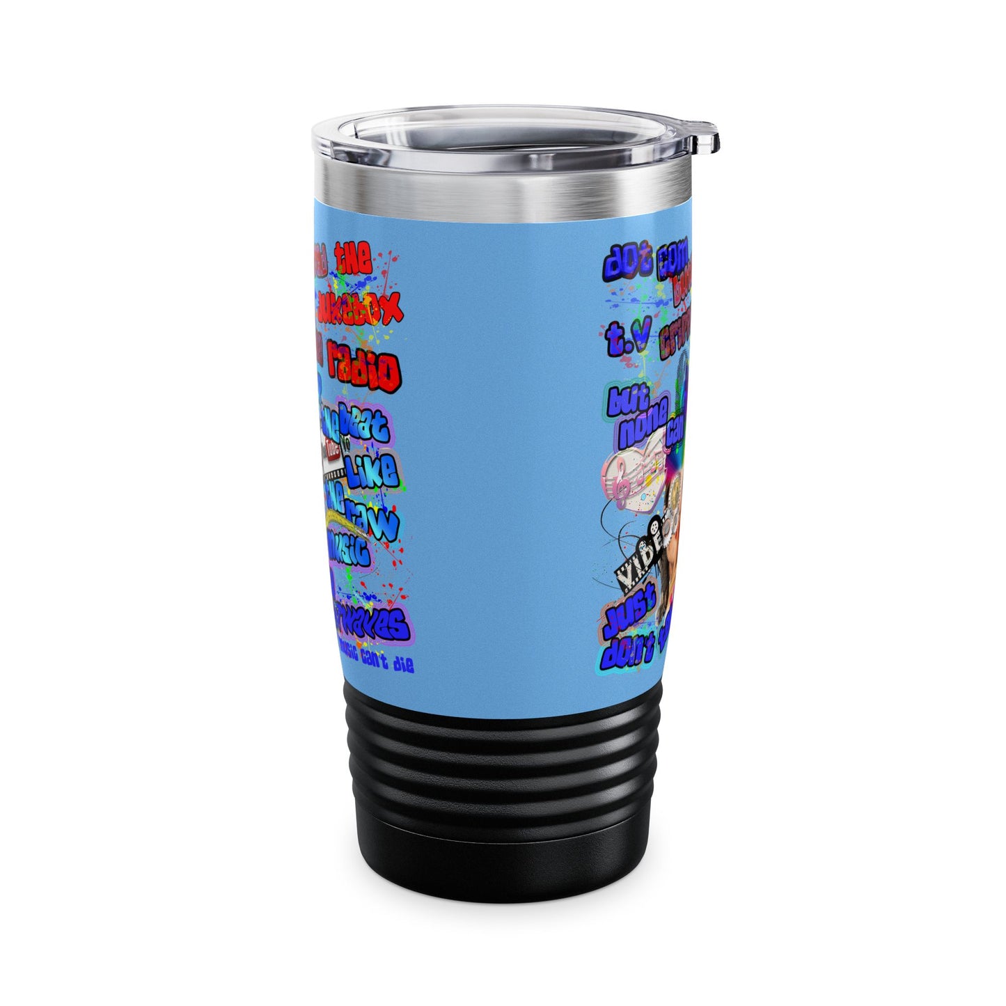drop the beat - Ringneck Tumbler, 20oz (light blue)