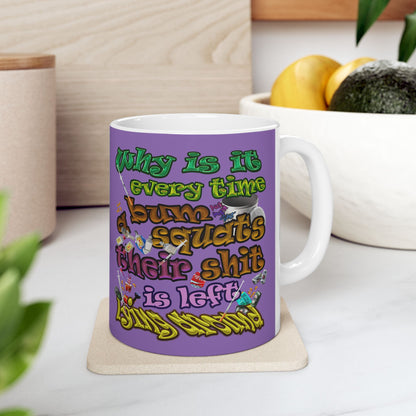 the bum's shit - White Mug (light purple)