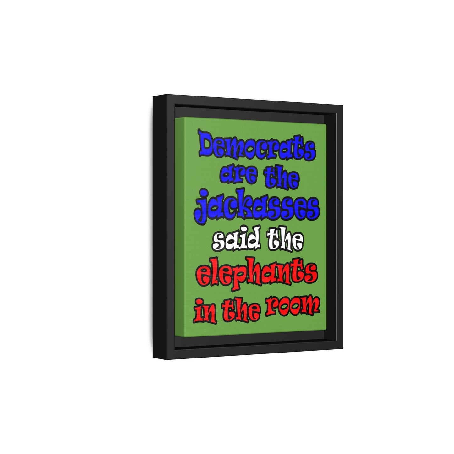 donkeys and elephants - framed canvas art (green)