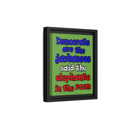 donkeys and elephants - framed canvas art (green)