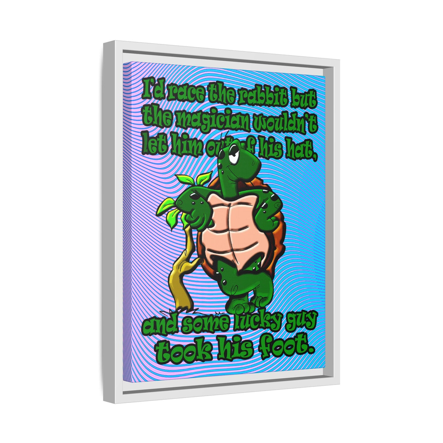 turtle race - framed canvas art (light blue-purple wave)