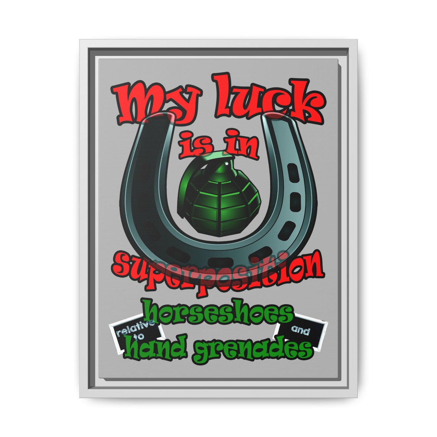 my luck - framed canvas art (light grey)