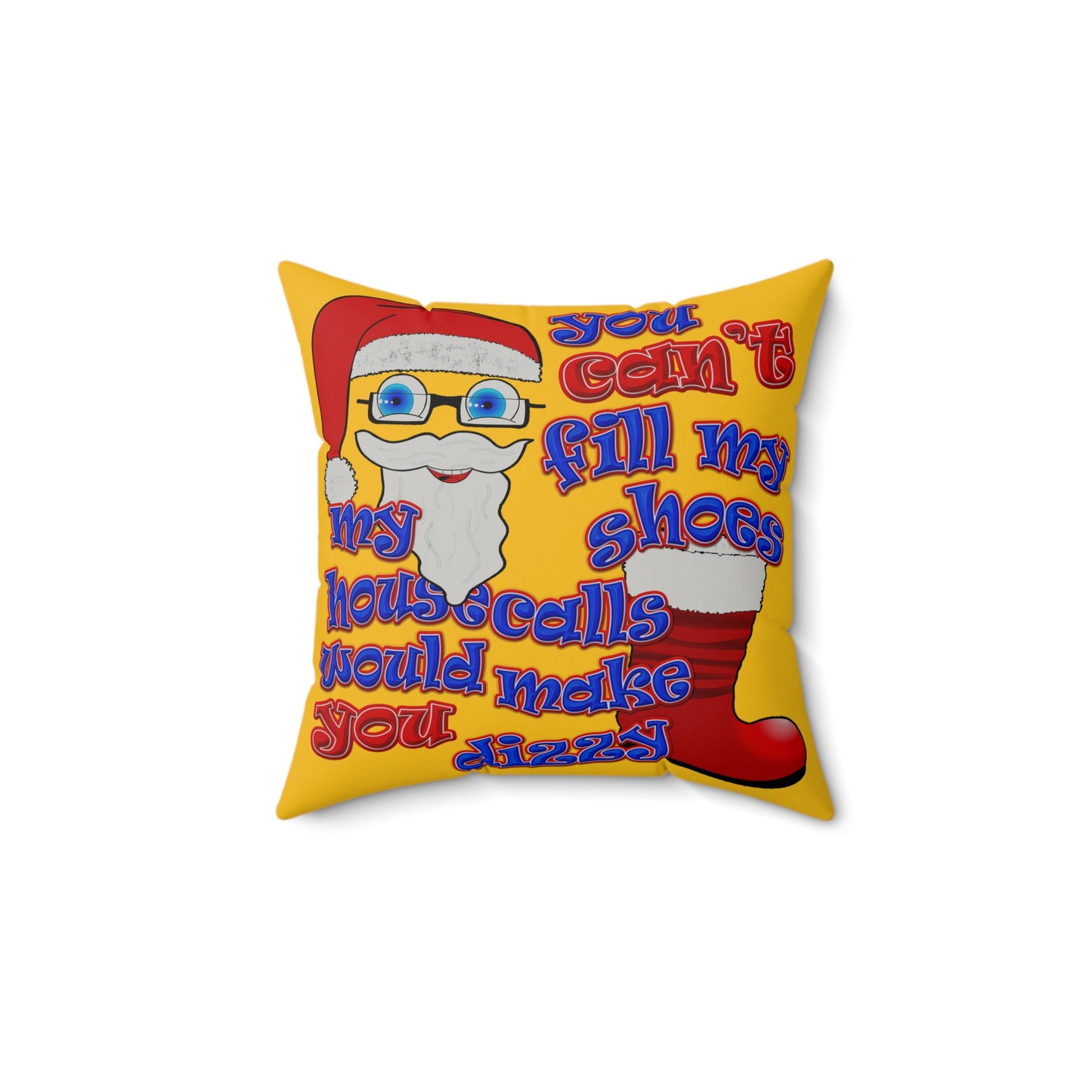 santa's shoes - Faux Suede Square Pillow - (yellow)