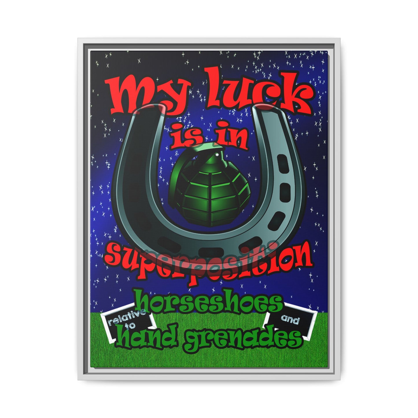 my luck - framed canvas art ('snoops' background)