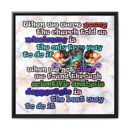 doggystyle - framed canvas art (white marble)