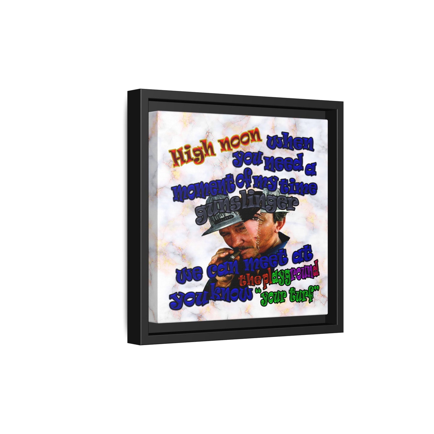 high noon - framed canvas art (white marble)