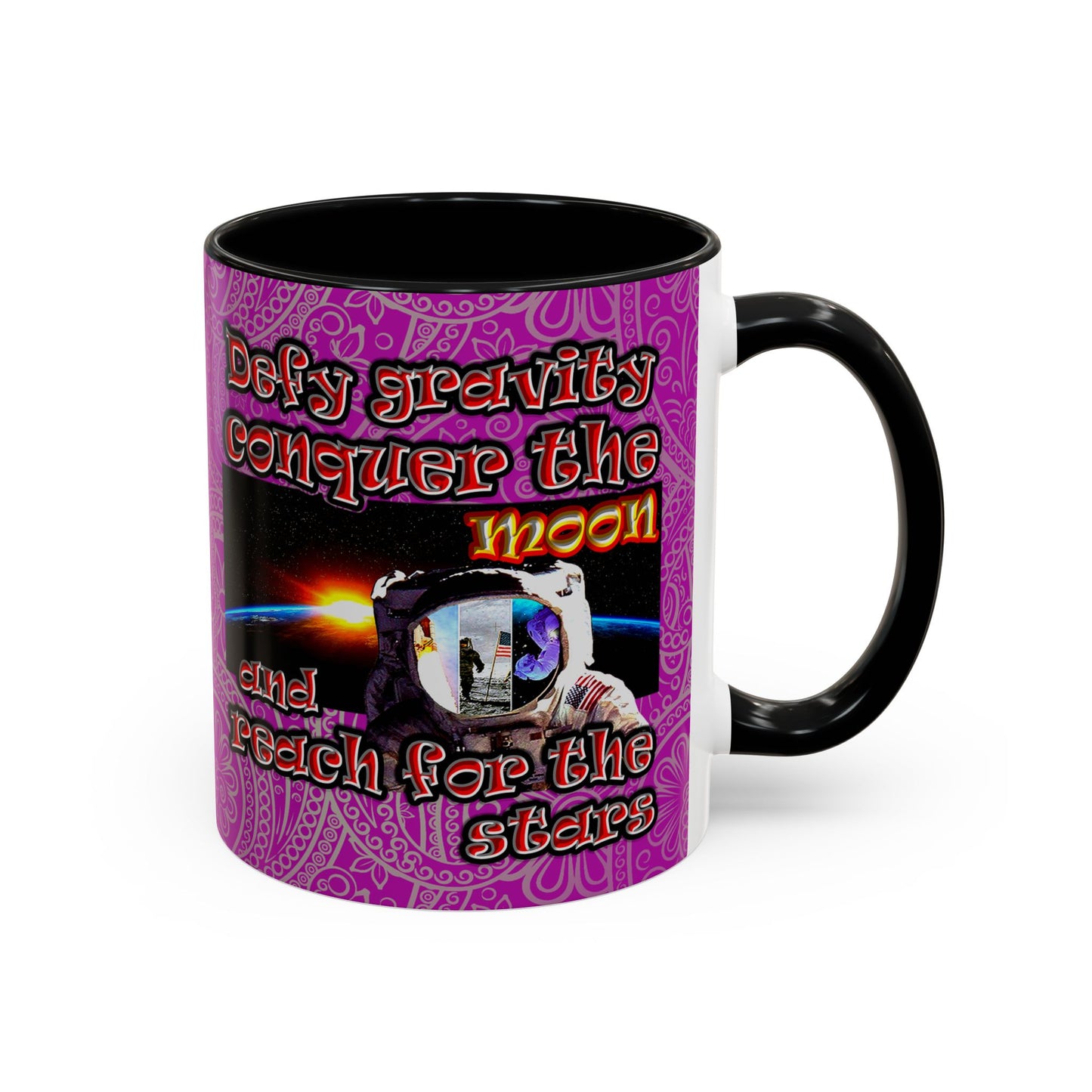 defy conquer reach - Accent Mug (pink swirl)
