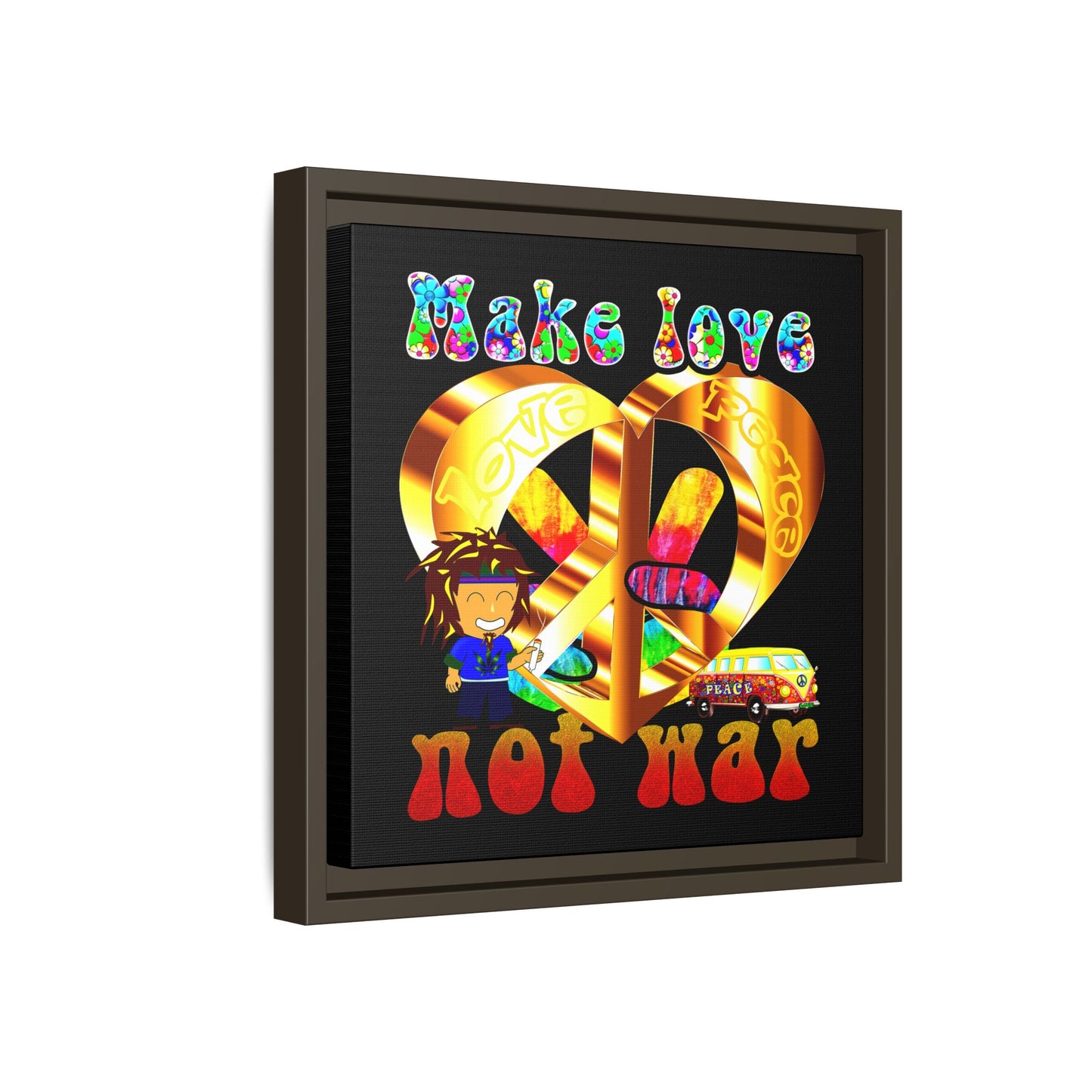 love peace - framed canvas art (black)