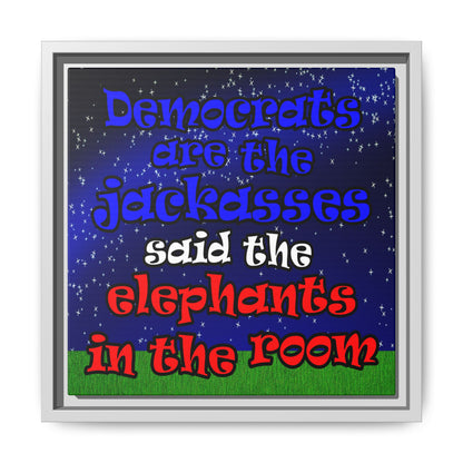 donkeys and elephants - framed canvas art ('snoops' background)