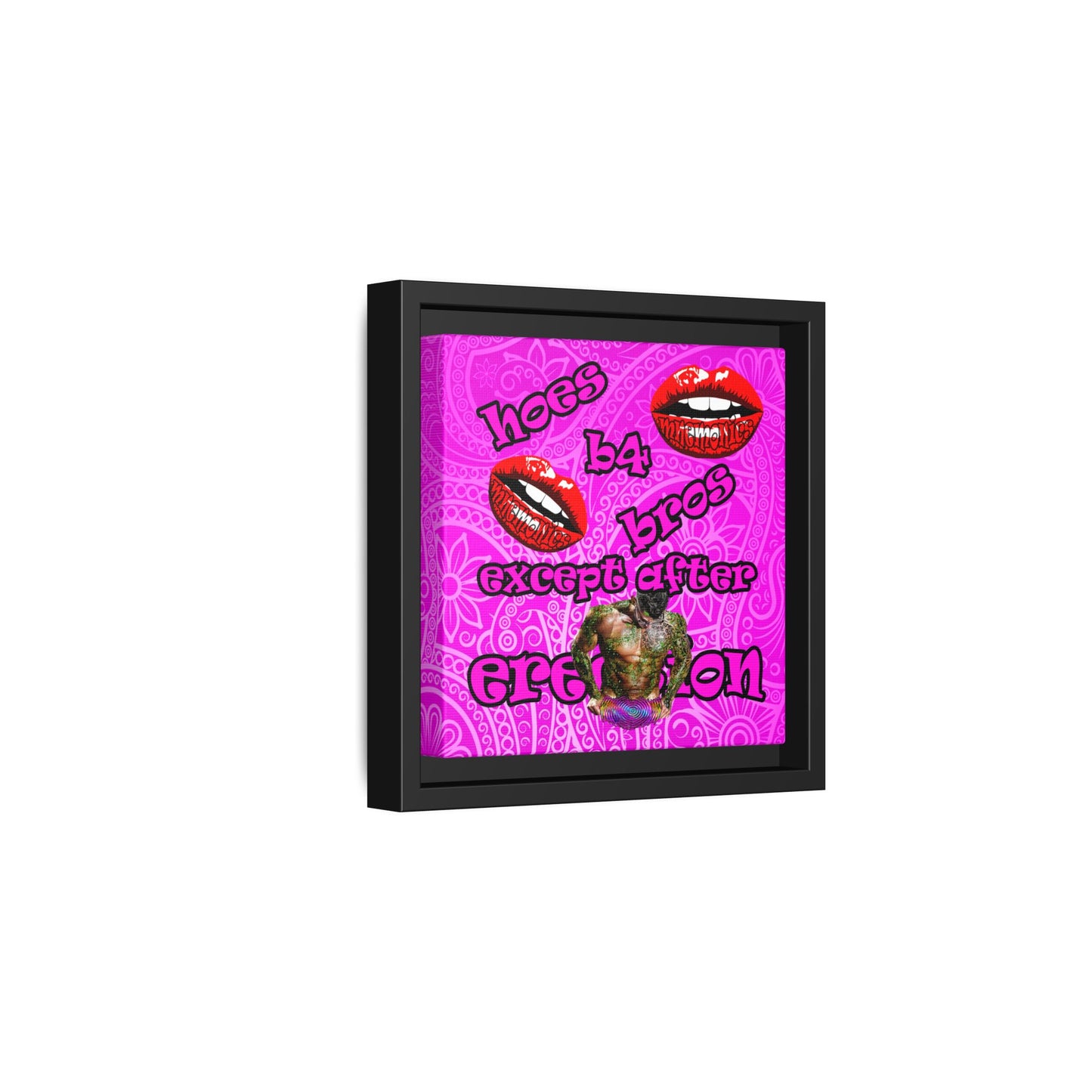 hoes b4 bros - framed canvas art (pink swirl)