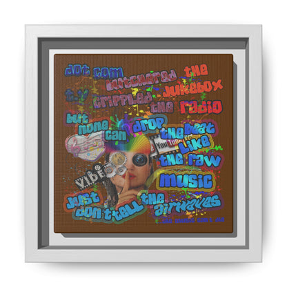 drop the beat - framed canvas art (brown)