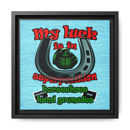 my luck - framed canvas art (faded blue)