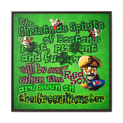 christmas spirits of boston - framed canvas art (green turf)