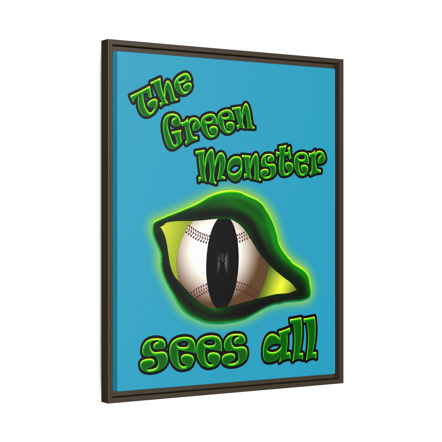 green monster - framed canvas art (turquoise)
