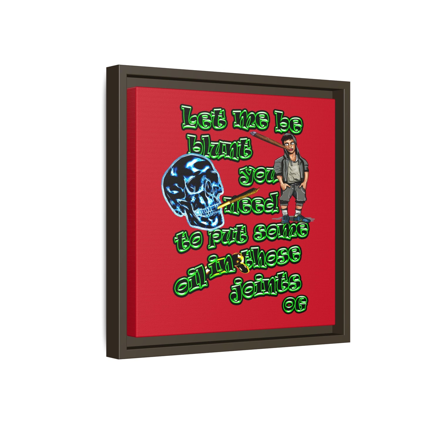 og - framed canvas art (dark red)