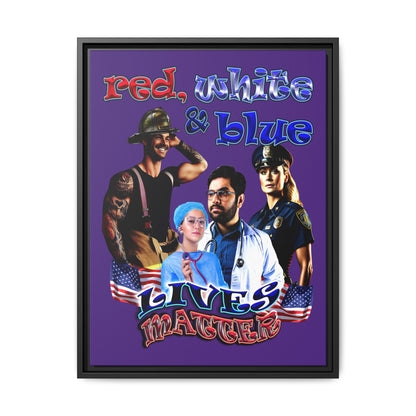 rw&b lives matter - framed canvas art (purple)