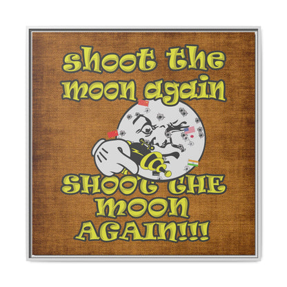 shoot the moon again - framed canvas art (brown papyrus)