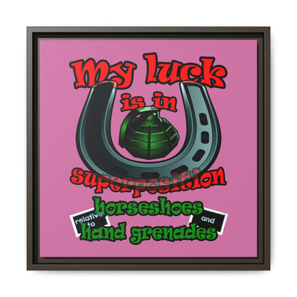 my luck - framed canvas art (light pink)