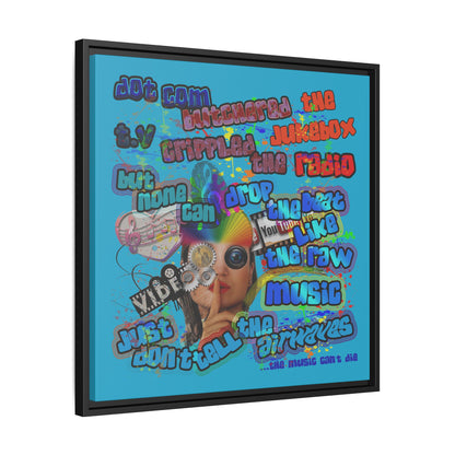 drop the beat - framed canvas art (turquoise)