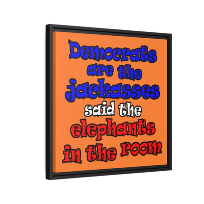donkeys and elephants - framed canvas art (crusta)