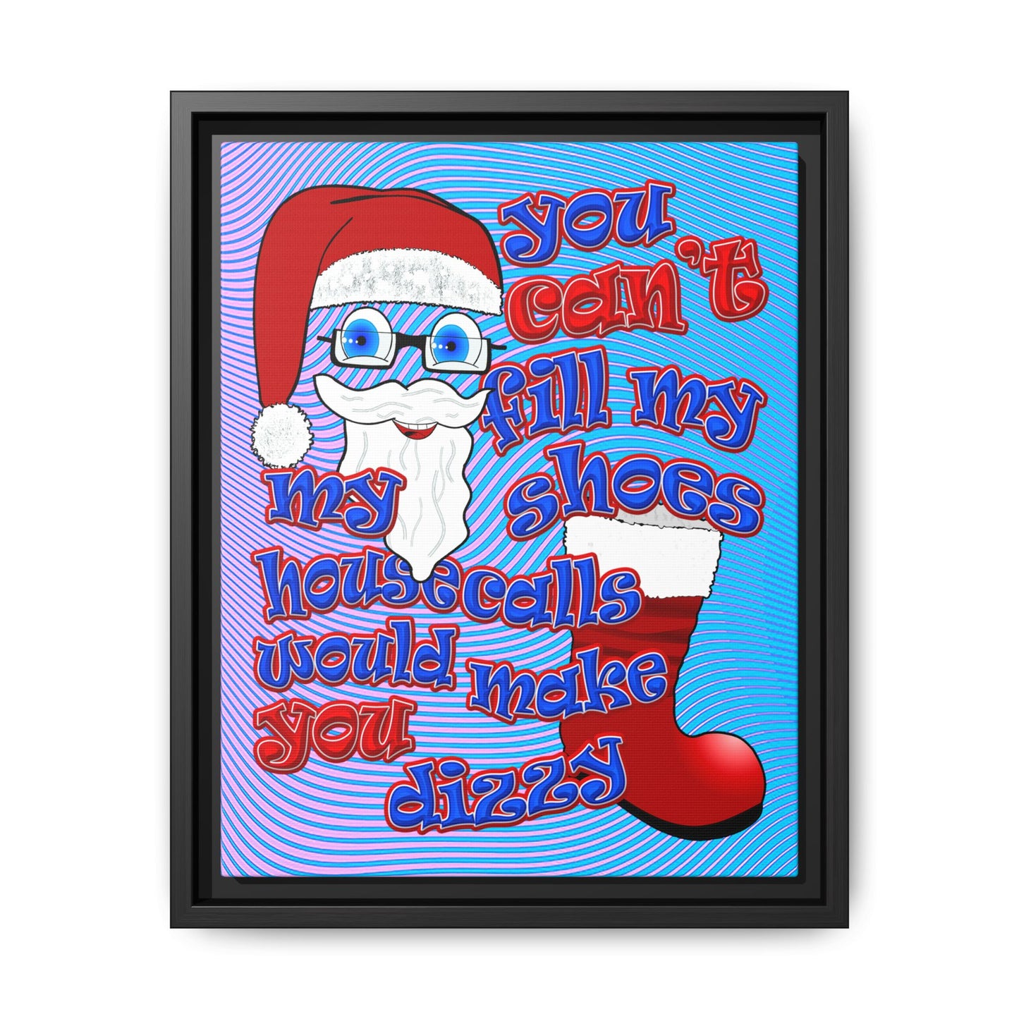 santa's shoes - framed canvas art (light blue-purple wave)